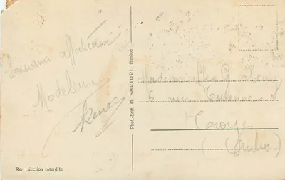Genebra, Palácio das Nações — editor O. Sartori, n° 63 — Verso