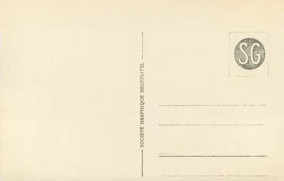 Vista das Alpes — Montanha Branca, Grande Jorasse, Hospício do Grande São Bernardo — Sociedade Gráfica Neuchâtel — Verso