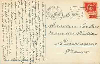 Interlaken. Höheweg — widok ulicy z budynkiem z kopułą i drzewami — Wehrli Verlag, Kildberg (Szwajcaria) — Rewers