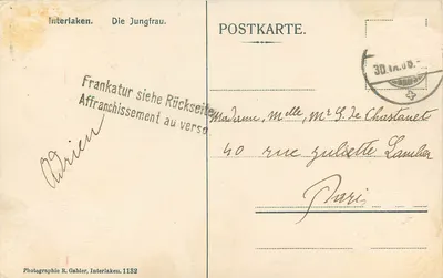 Interlaken — Jungfrau — Fotografia R. Gabler, Interlaken 1132 — Rewers