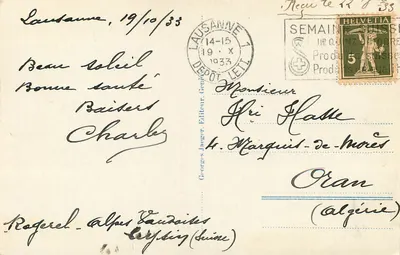 Lausanne. Gara Centralna i Alpy — Georges Jauger, n° 3173 — Rewers