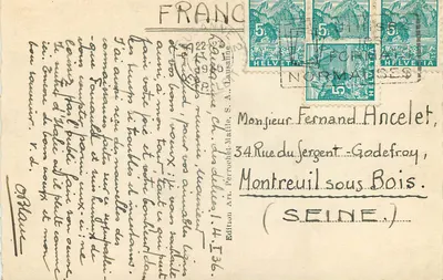 Lausanne — Stacja i Alpy — Wydawnictwo Art. Perruchet, S.A. Lausanne — Rewers