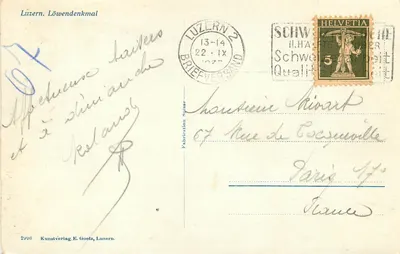Lucerna. Monumento del leone — Kunstverlag E. Goetz, Lucerna — Verso