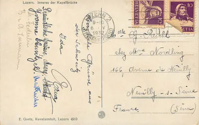 Luzern. Wewnętrzna część mostu Kapellbrücke — E. Goetz, Kunstanstalt, Luzern 4910 — Rewers