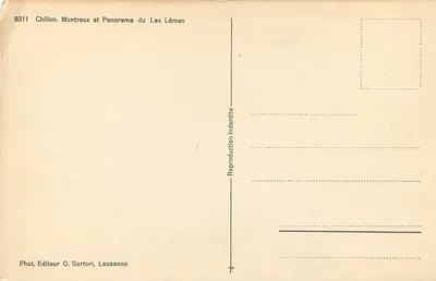 Lake Léman and Chillon — Panorama of Lake Léman — Publisher O. Sartori, Lausanne — Back