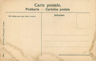 Posada de Pfistern — fachada decorada con un árbol de la vida — E. Goetz, n° 4081 — Reverso