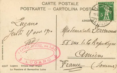 Passja Bernarda Luino — Lugano, Kościół Aniołów — Wydawnictwo PhotoGlob Co., Zurych, nr 4227 — Rewers