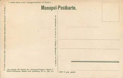 Zurich - Hateneinfahrt — estátua de leão no lago — edição Monopol — Verso