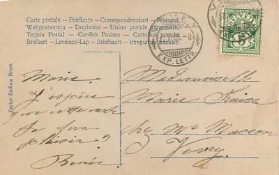Młoda kobieta grająca na mandolinie — Mignonn, seria 813-6 — Montaud, Paryż — Rewers