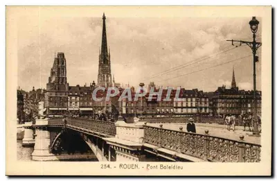 Rouen - Pont Boileau — vista do ponte com a catedral e a torre da Horloge — editor 'La Cigogne', n° 254