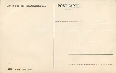 Luzern i Jezioro Lucerne — E. Goetz, Fot., Luzern, nr 4121 — Rewers