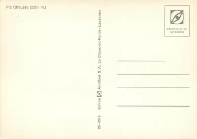 Pic Chaussy (2351 m.) — La Chaussanne — Uitgave Airoffset S.A. n° 25-3519 — Achterkant