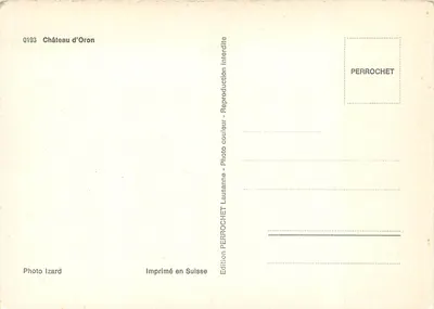 Zamek Oron — Szwajcaria — Wydawnictwo PERROCHET n°0193 — Rewers