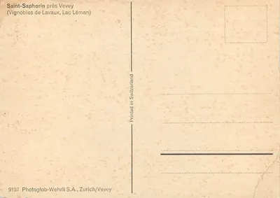Saint-Saphorin niedaleko Vevey — Winiary Lavaux, Jezioro Leman — Photoglob-Wehrli S.A., Zurych/Vevey, n°9137 — Rewers