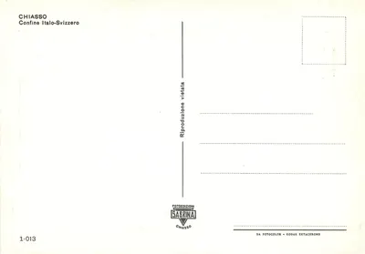 Chiasso — Fronteira italiana-suíça — editor Sabrina, n° 1-013 — Verso