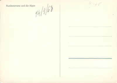 Bundesterrasse e as Alpes — vista panorâmica — editor desconhecido, n° de série K-125 — Verso