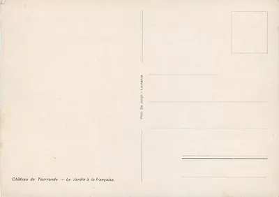 Zamek Tourronde — Francuski ogród — Fot. De Jongh - Lausanne — Rewers