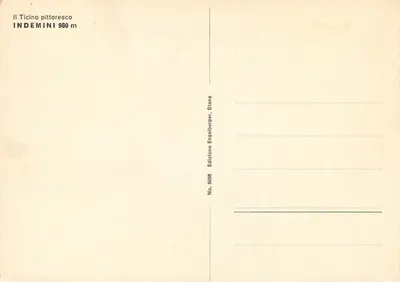 Indemini — aldeia alpina — Edição Engelberger, Stans, n° 6056 — Verso