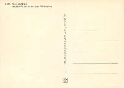 Stein am Rhein — Urząd Miasta — Wydawnictwo Beringer & Pampaluchi, Zurych — Rewers