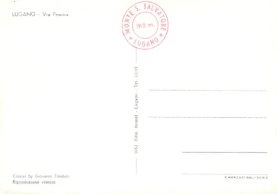 Mercado coberto em Lugano — Via Pessina — Edição P. Marzari & Cie, n° 5053 — Verso