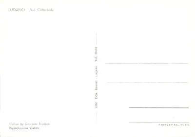 Lugano - Via Cattedrale — Hotel Cristallo and bar — publisher P. Marzari SRL - Schio — Back
