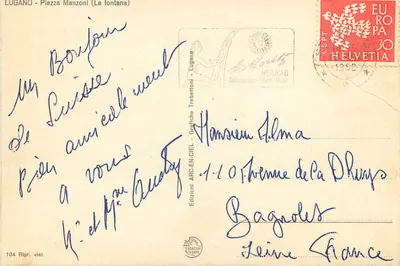 Lugano - Piazza Manzoni (A fonte) — Edições Trabattoni, n°104 — Verso