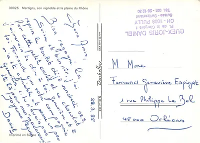 Martigny, jego winniki i równina Rony — Wydawnictwo Darbelley n°30025 — Rewers