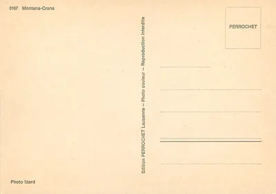 Kościół w Montana-Crans — zimowy widok — Wydawnictwo PERROCHET nr 0167 — Rewers