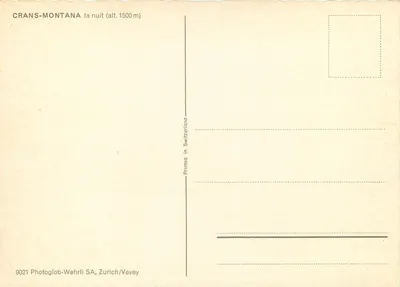 Crans-Montana — noc (wysokość 1500 m) — 9021 Photoglob-Wehrli SA, Zurych/Vevey — Rewers