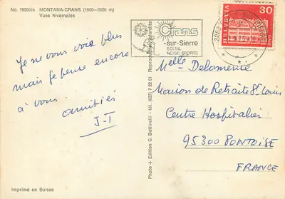 Montana-Crans — Zimowe widoki — Wydanie C. Bottinelli — Rewers