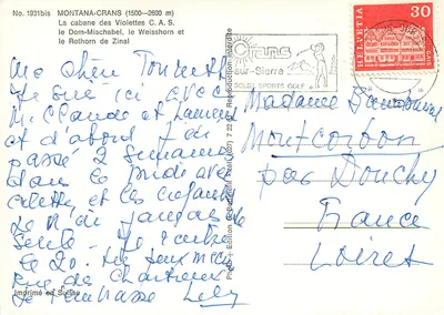 Chatka Wiosek — Crans-sur-Sierre — Wydawnictwo Soleil Sports Golf, nr 1931bis — Rewers