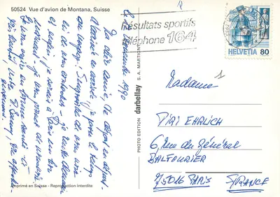 Montana, Szwajcaria — widok z powietrza — Wydawnictwo fotograficzne Darbellay nr 50524 — Rewers