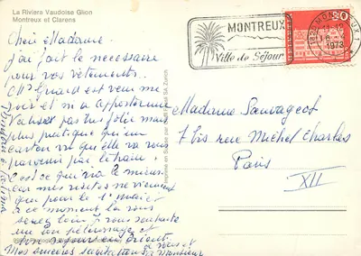 Widok z lotu ptaka nad Montreux — La Riviera Vaudoise Glion — wydane przez Gedi Fresi SA Zurich — Rewers