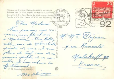 Zamek Chillon, Dents-du-Midi i autostrada — Bovey & Cie, nr 8124 — Rewers