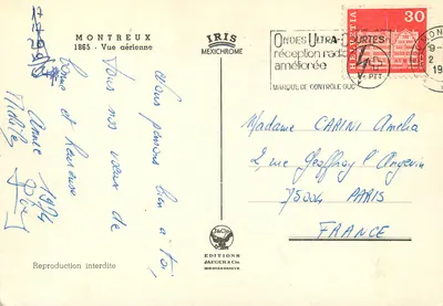 Montreux — Widok z lotu — Wydawnictwo Jaeger & Cie — Rewers