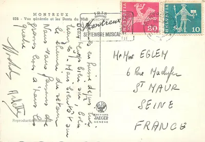 Montreux — Ogólny widok i Dents du Midi — Wydawnictwo Jaeger — Rewers