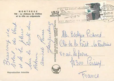 Castelo de Chillon — ao entardecer — Edições Coloris Pierre Jaeger & Fils S.A. n°730 — Verso