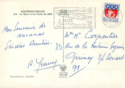 Montreux-Chillon — Le Quai et les Dents du Midi — Éditions Jaeger, n° 818 — Rewers