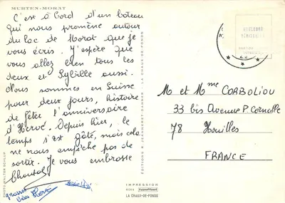 Murtin-Morat — Casa tradicional com flores — Edições R. Jeanneret-Danner, La Chaux-de-Fonds — Verso