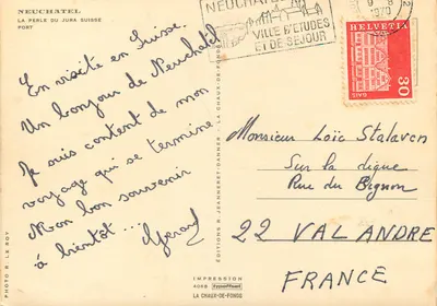 Neuchâtel — A Pérola do Jura Suíço — Edições R. Jeanneret-Danner, n°4068 — Verso