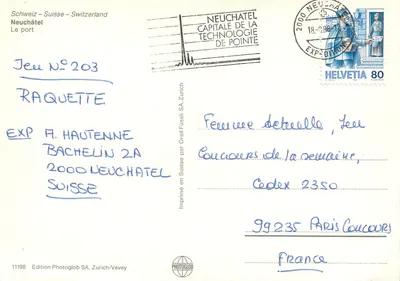 Neuchâtel — Port — Wydawnictwo Photoglob SA, Zurich/Vevey, N° 11198 — Rewers