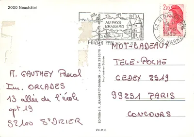 Neuchâtel — widok panoramiczny miasta i jeziora — Wydawnictwo R. Jeanneret-Danner, nr 20-110 — Rewers