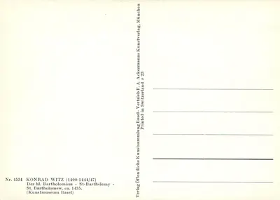 Konrad Witz — Święty Bartłomiej — Verlag F.A. Ackermann, München — Rewers