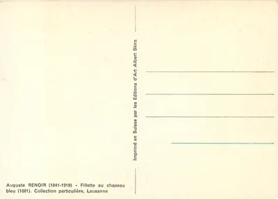 Menina com chapéu azul — 1881 — Éditions d'Art Skira, Lausanne — Verso