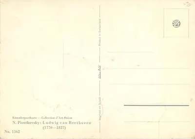 Beethoven — portret — N. Piontkovsky, Wydawnictwo Art Suisse, n° 1562 — Rewers