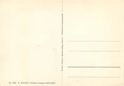 Frédéric Chopin — retrato — Walter Classen, Zurique — Verso