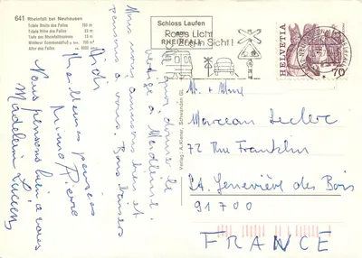 Rheinfall Szwajcaria — widok panoramiczny — Wydawnictwo A. Kliener, Schwanden GL, nr 641 — Rewers