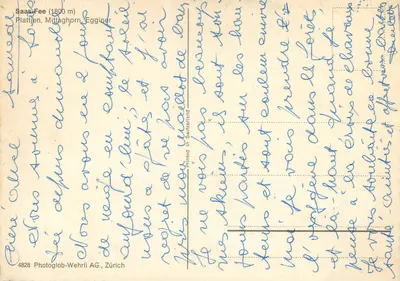 Saas-Fee (1800 m) — Platten, Mittaghorn, Egginer — Photoglob-Wehrli AG, Zürich, n° 4828 — Rewers