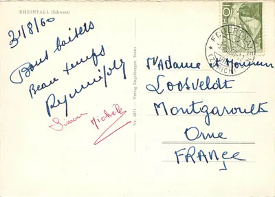 Rheinfall — spadanie Rzeka Rhin — Verlag Engelberger, Stans, nr 4874 — Rewers
