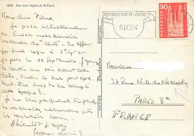 Sion z kościołem św. Duchu — Wydawnictwo Martigny, n° 13016 — Rewers